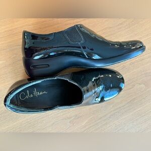 Cole Hann Black Patent Leather Air Reena Clogs Shoes Waterproof Slip On Comfort